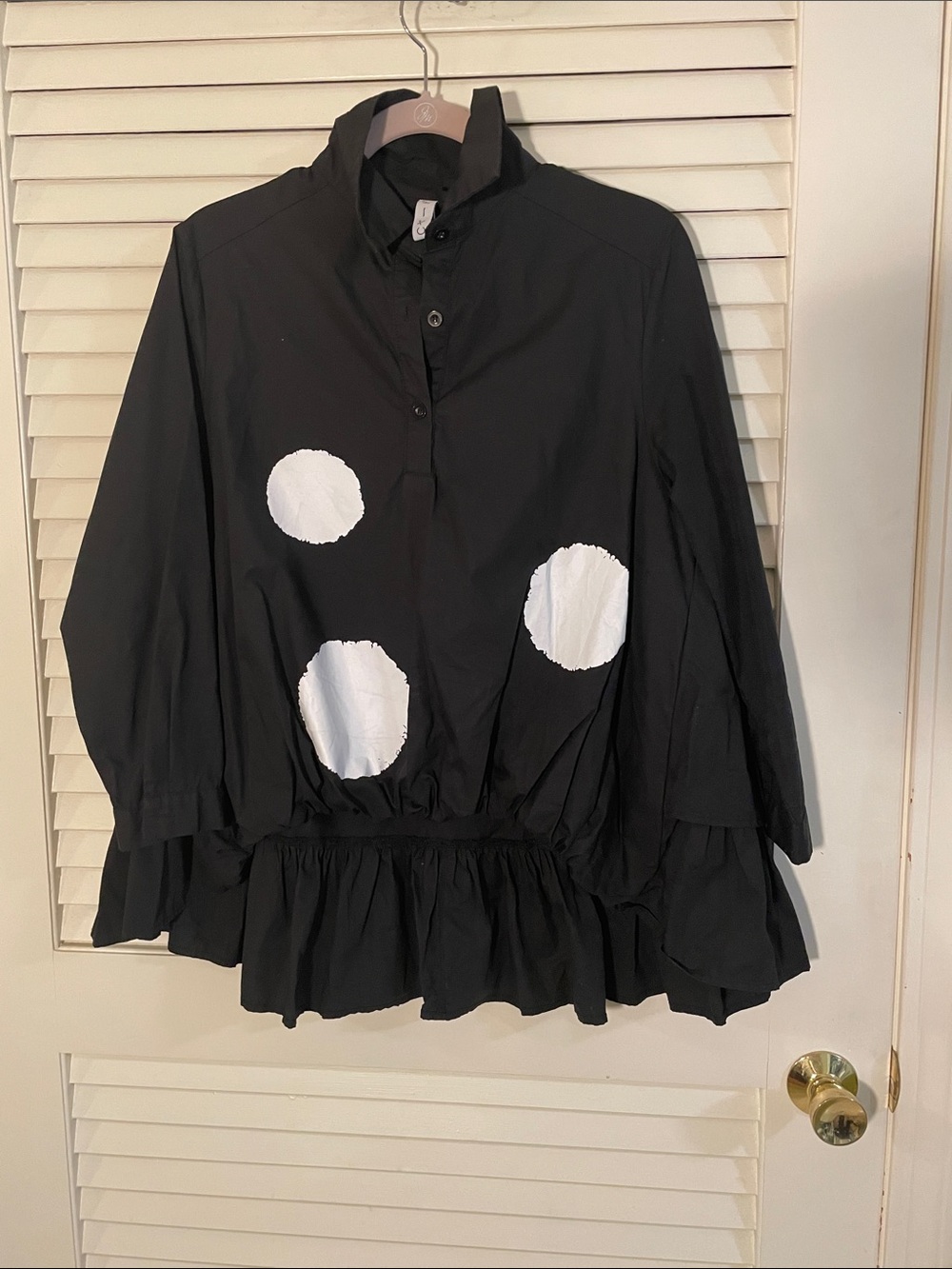 Japanese Brand Black White Large Polka Dot Button Fun Piece